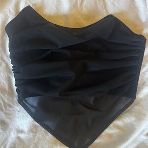 MIAOU corset Elegant Black Ruched Top